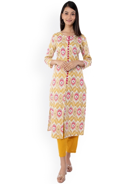 

KALINI Women Yellow Printed Kurta with Palazzos