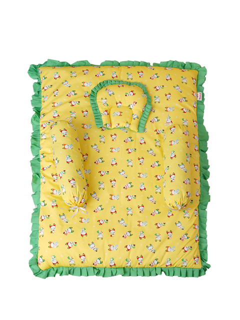 

Enfance Infant Kids Yellow & Green Cartoon Printed Cotton Bedding Set