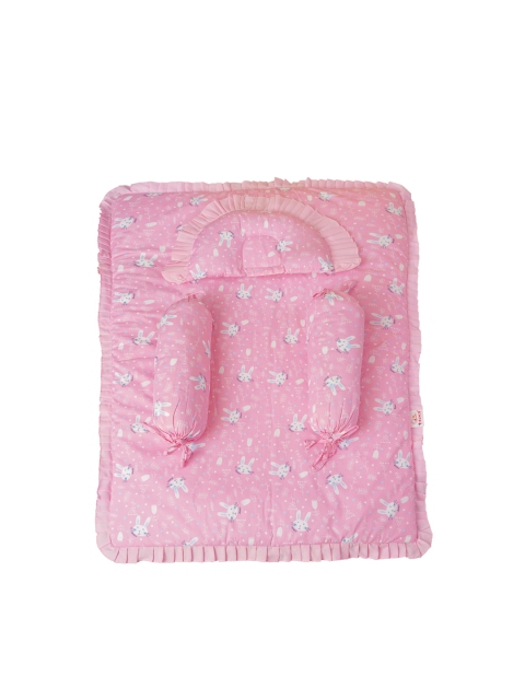 

Enfance Infant Kids Pink & White Printed Cotton Bedding Set