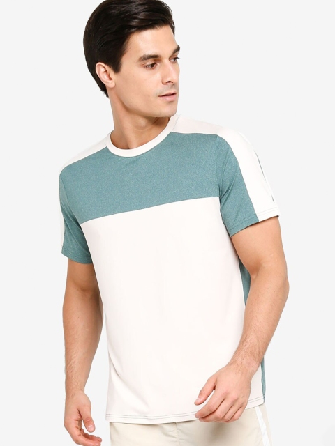 

ZALORA ACTIVE Men Green And White Colourblocked T-shirt