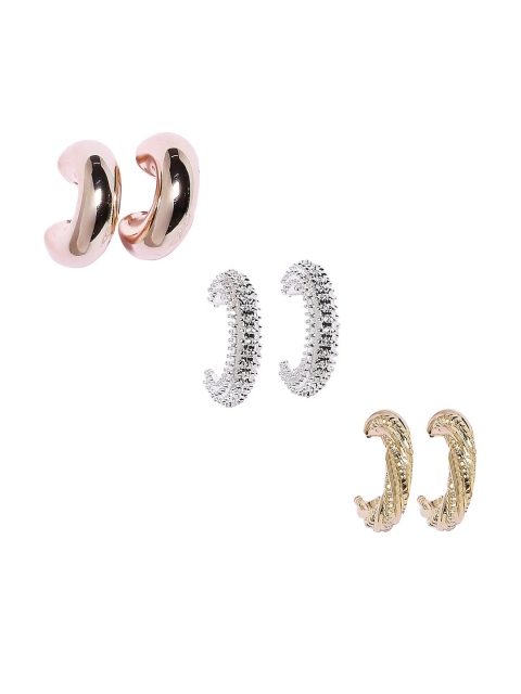 

OOMPH Set of 3 Gold-Toned Circular Studs Earrings
