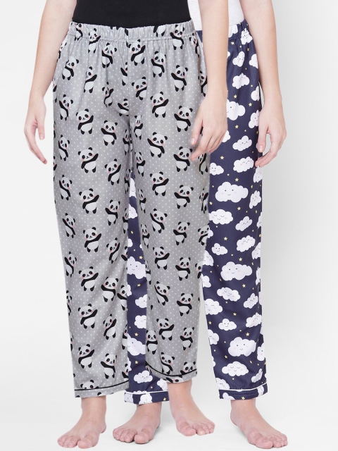 

FashionRack Women Pack of 2 Printed Cotton Lounge Pants, Grey