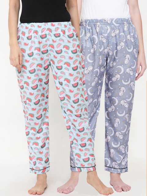 

FashionRack Women Set of 2 Multi Printed Lounge Pants