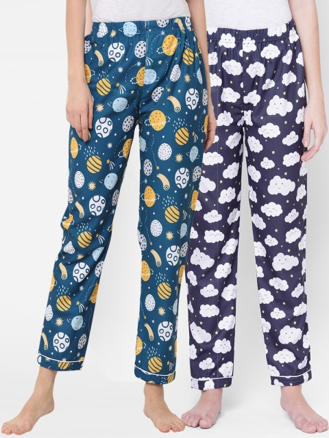 

FashionRack Women Set of 2 Multi Printed Lounge Pants