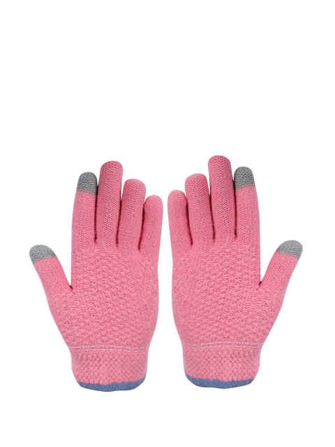 

LOOM LEGACY Women Pink Patterned Acrylic Hand Gloves