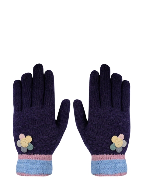 

LOOM LEGACY Women Purple & Blue Patterned Hand Gloves