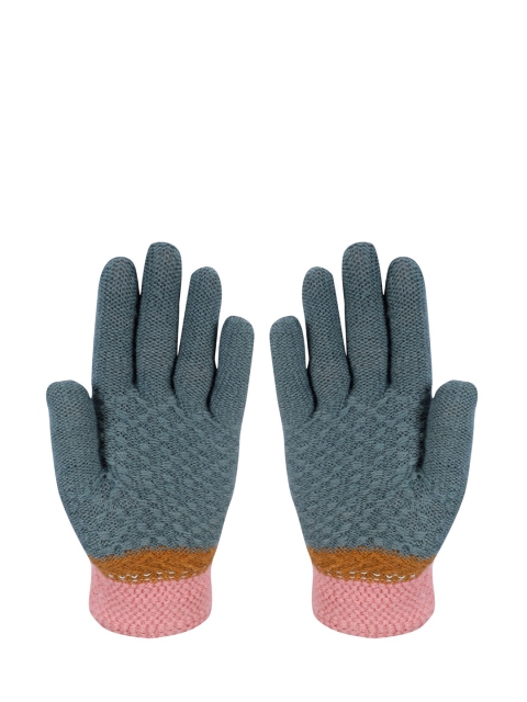 

LOOM LEGACY Women Teal Green Patterned Acrylic Hand Gloves