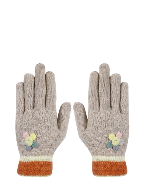 

LOOM LEGACY Women Grey & Brown Acrylic Hand Gloves