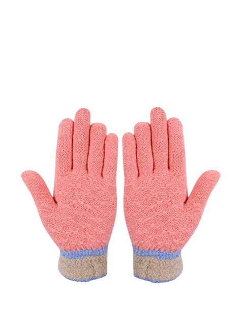 

LOOM LEGACY Women Orange & Grey Patterned Hand Gloves