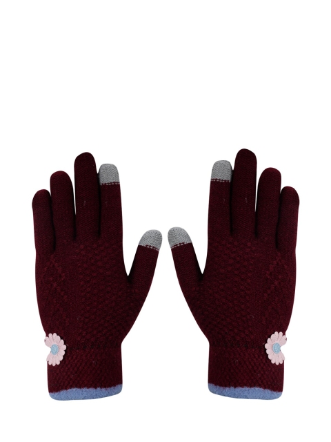 

LOOM LEGACY Women Maroon Solid Gloves