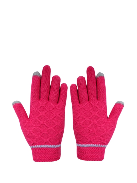 

LOOM LEGACY Women Magenta & Grey Patterned Hand Gloves