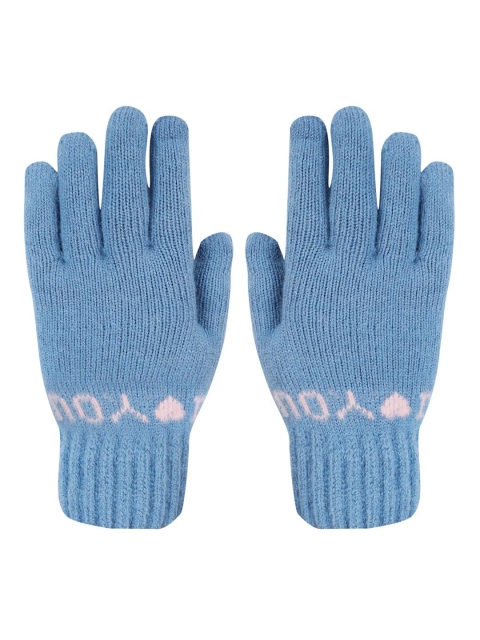

LOOM LEGACY Women Blue Patterned Acrylic Woolen Hand Gloves
