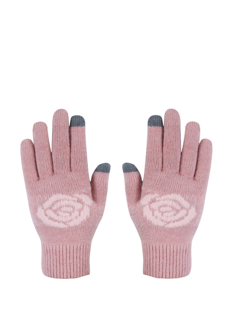 

LOOM LEGACY Women Pink Patterned Acrylic Hand Gloves