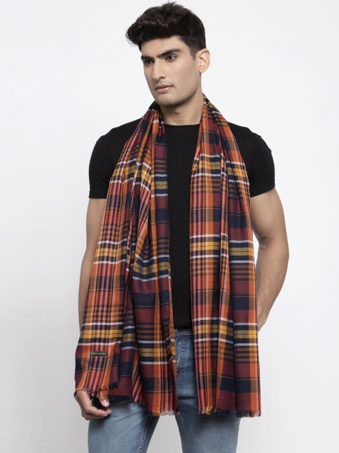 

Calvadoss Men Rust & Black Checked Stole