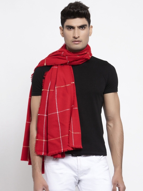 

Calvadoss Men Red & White Checked Stole