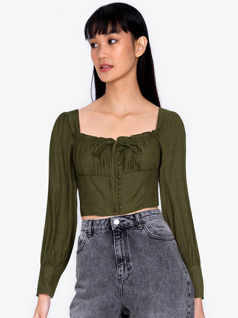 

ZALORA BASICS Women Green Crop Top