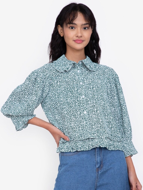 

ZALORA BASICS Multicoloured Shirt Collar Printed Tunic, Multi