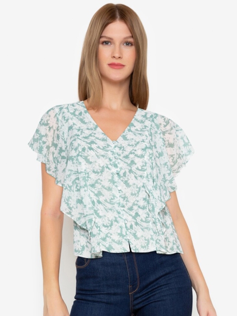 

ZALORA BASICS White & Blue Print Top