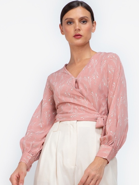 

ZALORA WORK Peach-Coloured & White Printed Tunic