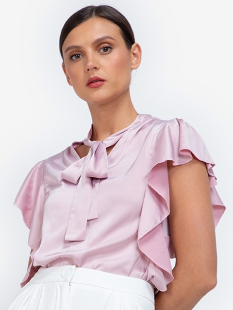 

ZALORA WORK Woman Pink Frill Tunic