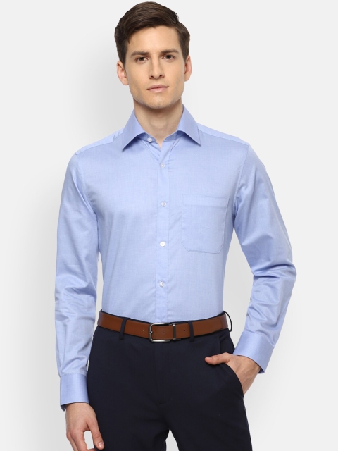 

Louis Philippe Men Blue Solid Pure Cotton Formal Shirt