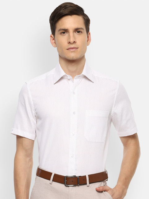 

Louis Philippe Men White Striped Pure Cotton Formal Shirt