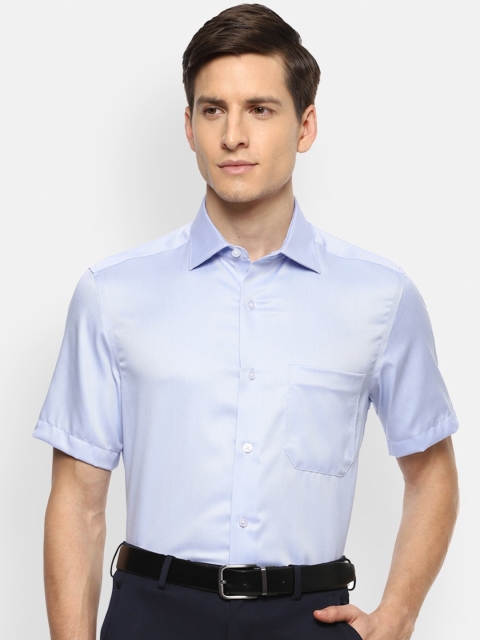 

Louis Philippe Men Blue Textured Pure Cotton Formal Shirt