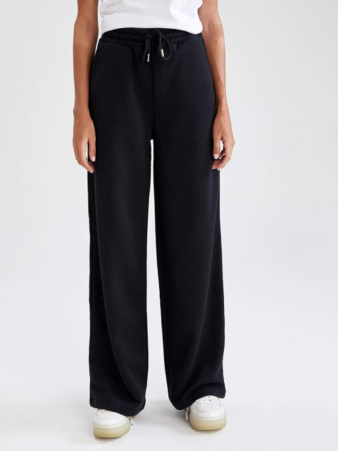 

Defacto Women Black Solid Slim Fit Track Pants