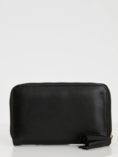 

DeFacto Women Black Solid Long Zip Around Wallet
