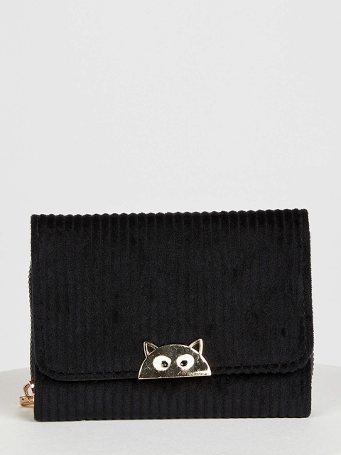 

DeFacto Women Black Self-Striped Three Fold Wallet