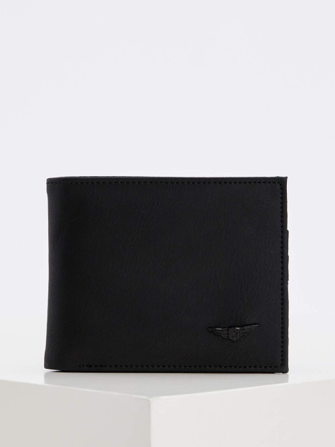 

DeFacto Men Black Solid Two Fold Wallet