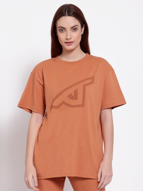 

I Am Animal Women Orange Organic Cotton Loose Fit Reverse Eye T-Shirt