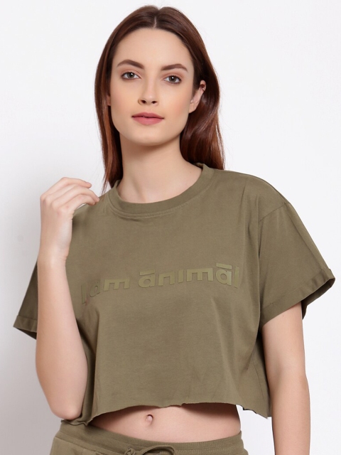 

I Am Animal Women Green Organic Cotton Loose Box Fit Wild Crop Top
