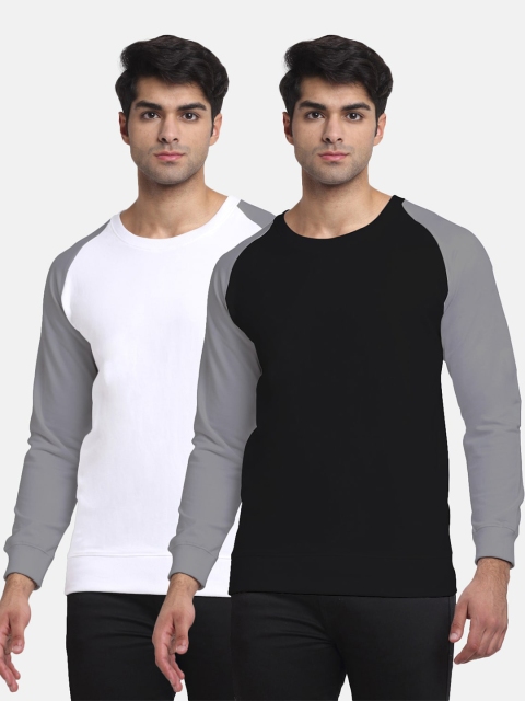 

Friskers Men Pack Of 2 Colourblocked Round-Neck Sweatshirts, Multi