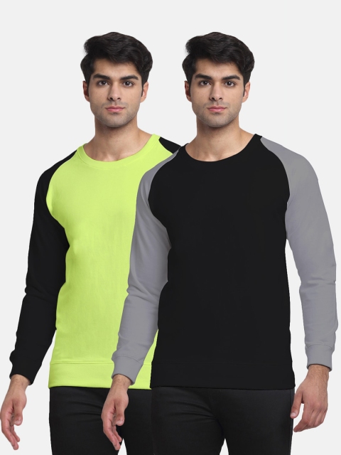 

Friskers Men Pack of 2 Solid Sweatshirts, Black