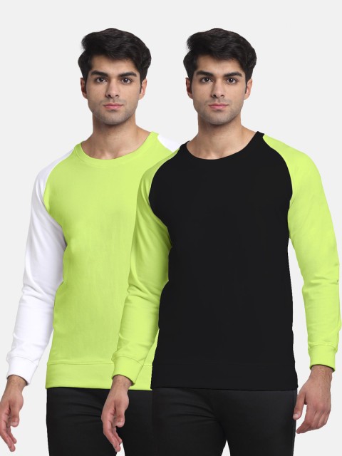 

Friskers Men Pack of 2 Colourblocked Raglan Sleeves Sweatshirt, Black