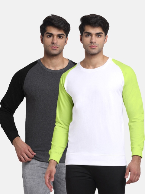 

Friskers Men Pack of 2 Solid Sweatshirt, White