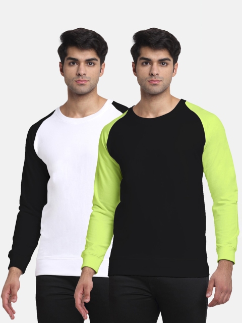 

Friskers Men Pack of 2 Solid Sweatshirt, Black