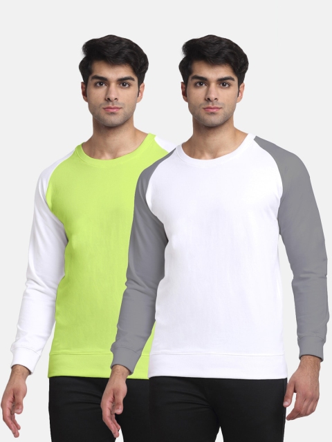 

Friskers Men Pack of 2 Solid Sweatshirt, White