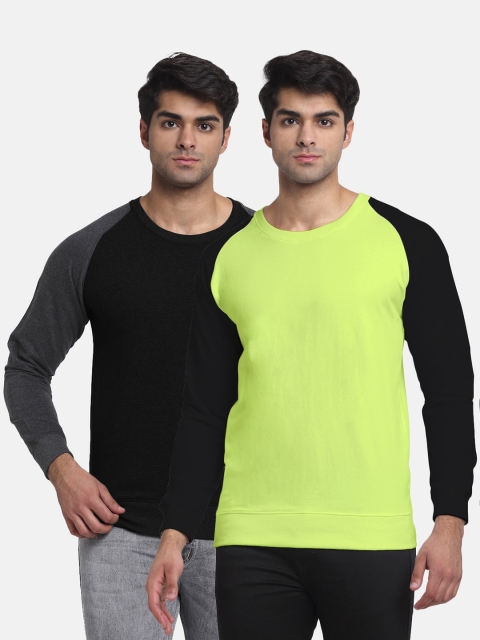 

Friskers Men Pack of 2 Solid Sweatshirt, Black
