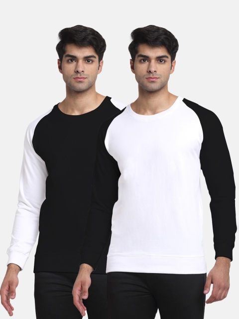 

Friskers Men Pack Of 2 Colourblocked Round-Neck Sweatshirts, Multi