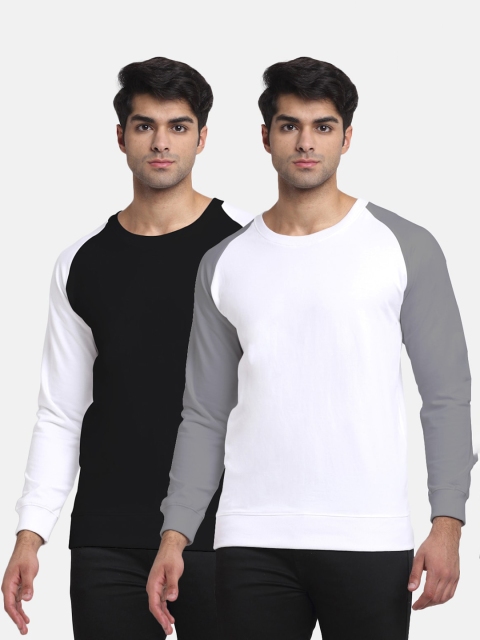 

Friskers Men Pack of 2 Solid Sweatshirts, Black