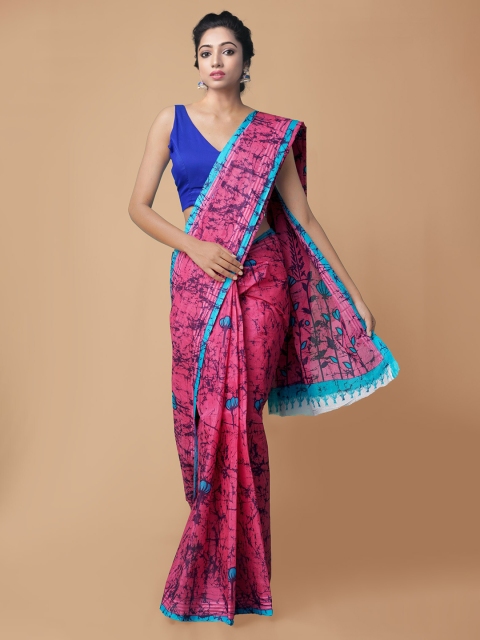 

Unnati Silks Women Pink Pure Cotton Sustainable Krisha Summer Printed Saree