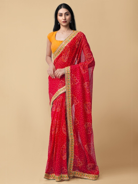 

Unnati Silks Women Red Dyed