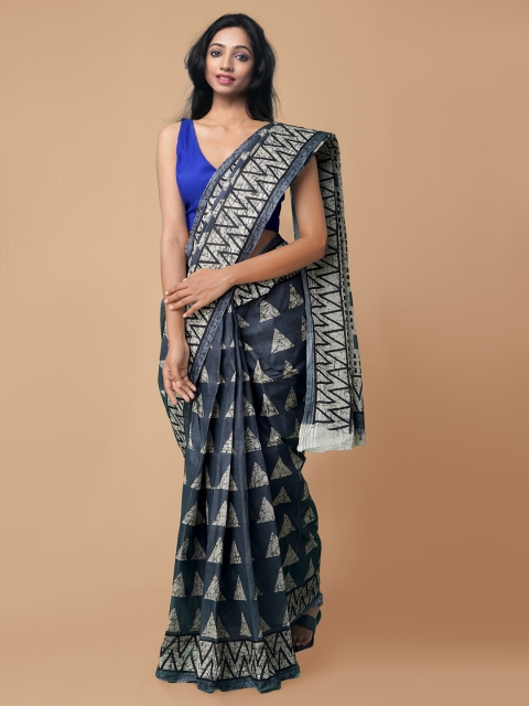 

Unnati Silks Grey & Off White Pure Cotton Sustainable Kovai Saree