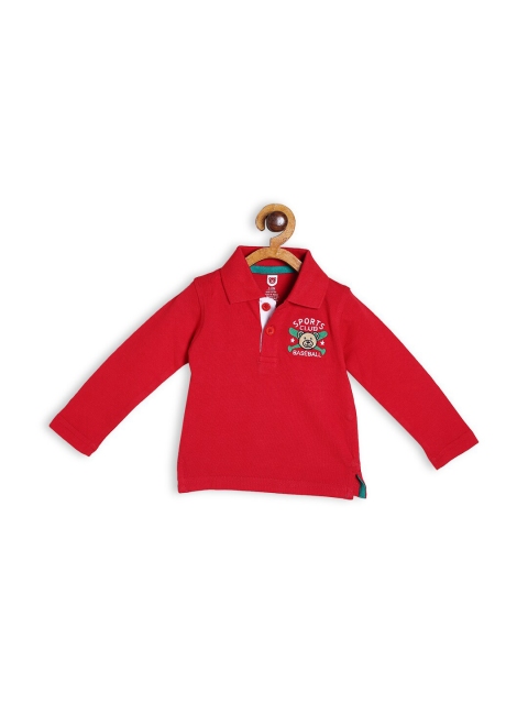 

612 league Boys Red Solid Polo Collar T-shirt