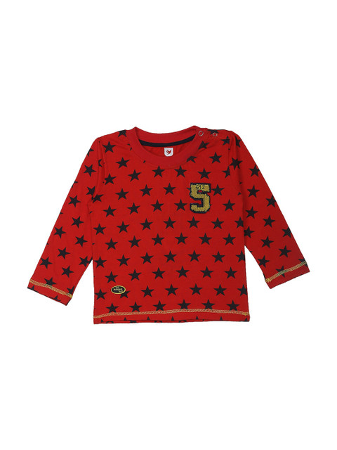 

612 league Boys Red Printed T-shirt