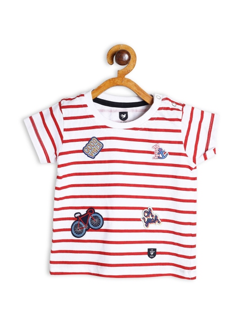 

612 league Boys White & Red Striped Applique T-shirt