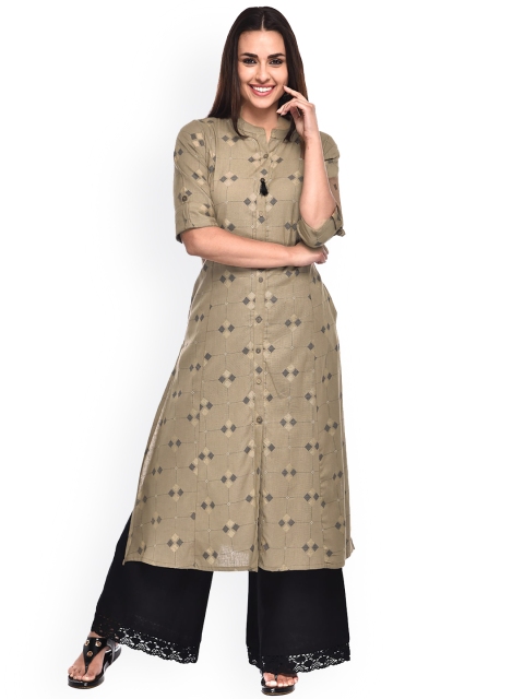 

Pistaa Women Brown Floral Printed Kurta with Palazzos