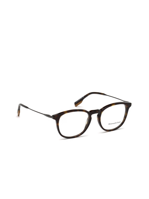 

Ermenegildo Zegna Men Transparent & Brown Full Rim Oval Frames